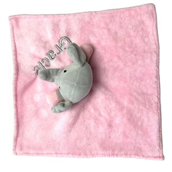 Elephant Baby Infant Security Blanket Embroidered “Gracie” Lovey Plush Fleece - Picture 8 of 10